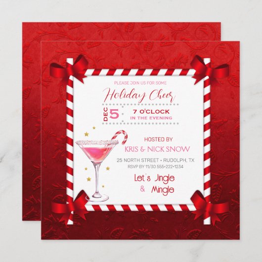 Chalkboard Candy Cane Frame Cocktail Party Einladung (Vorne/Hinten)