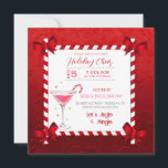 Chalkboard Candy Cane Frame Cocktail Party Einladung<br><div class="desc">Der Rahmen ist aus Zuckerrohr mit Eckbögen und einem Cocktail aus Martini auf rotem Hintergrund.</div>