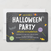 Chalkboard Candy Halloween-Party Einladung (Vorderseite)