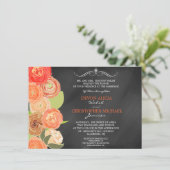Chalkboard Cascading Fall Blume Hochzeit Einladung (Stehend Vorderseite)
