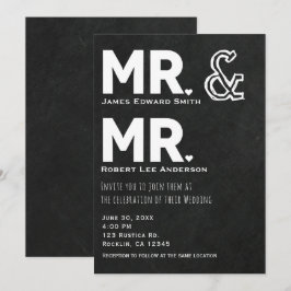 Chalkboard Chalk Herr & Mr. Gay Wedding Verlobung Einladung