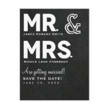 Chalkboard Chalk Herr & Mrs. Wedding Save the Date