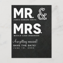 Chalkboard Chalk Herr & Mrs. Wedding Save the Date Ankündigungspostkarte