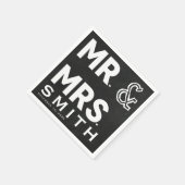 Chalkboard Chalk Herr & Mrs. Wedding Verlobung Serviette (Ecke)
