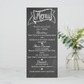 Chalkboard Chalk Look Elegante Wedding Menu Card Menükarte (Stehend Vorderseite)