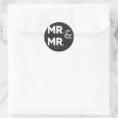 Chalkboard Chalk MR HERR Gay Wedding Verlobung Runder Aufkleber (Tasche)
