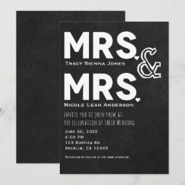 Chalkboard Chalk Mrs. & Mrs. Wedding Verlobung Einladung