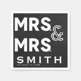Chalkboard Chalk Mrs. & Mrs. Wedding Verlobung Serviette