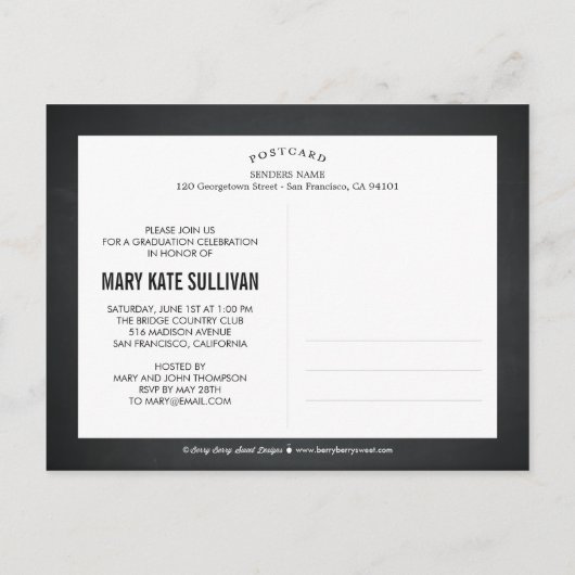 Chalkboard Chic Abschluss Ankündigung (Rückseite)
