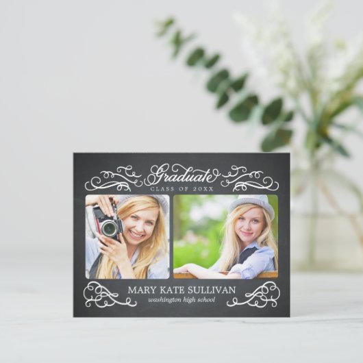 Chalkboard Chic Abschluss Ankündigung (Stehend Vorderseite)