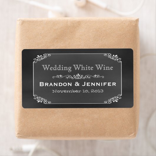 Chalkboard Chic Custom Wedding Mini Wine Labels (Insitu)