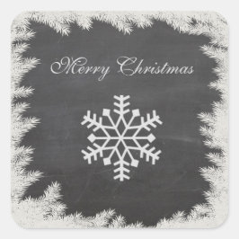 Chalkboard chic Feiertag Weihnachtsschneeflocke Wi Quadratischer Aufkleber