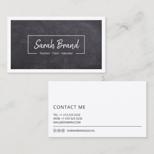 Chalkboard Chic - Lehrer Visitenkarte (Vorne/Hinten)
