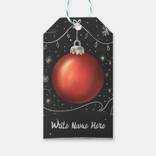 Chalkboard Christmas Bauble Geschenkanhänger (Vorderseite)