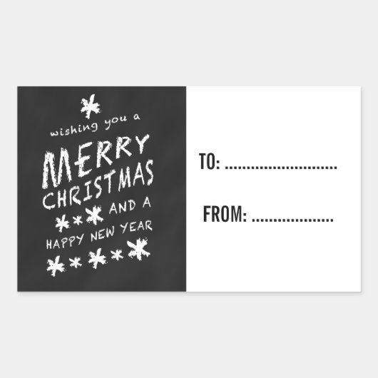 CHALKBOARD CHRISTMAS HOLIDAY GIFT LABELS RECHTECKIGER AUFKLEBER (Vorderseite)