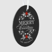 Chalkboard Christmas Holly Family Photo Ornament (Vorderseite)
