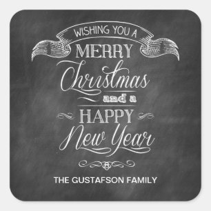 Chalkboard Christmas Wish Quadratischer Aufkleber