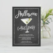 Chalkboard Cocktail Party Halloween-Party Einladung (Stehend Vorderseite)