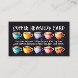 Chalkboard Coffee Shop Rewards Loyalty Punch Card Visitenkarte
