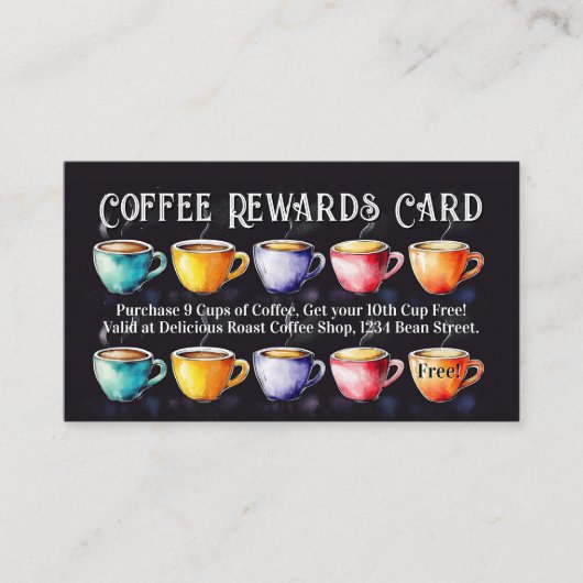 Chalkboard Coffee Shop Rewards Loyalty Punch Card Visitenkarte (Vorderseite)