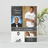 Chalkboard Collage Basketball - Grad Announcement Einladung (Stehend Vorderseite)