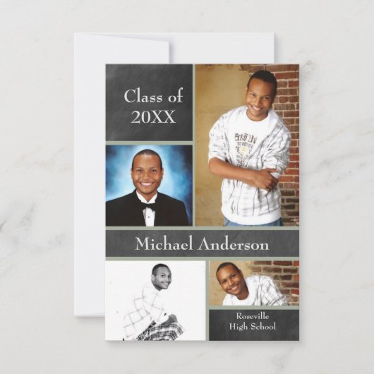 Chalkboard Collage Football- 3x5 Grad Ankündigung (Vorderseite)
