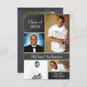 Chalkboard Collage Football- 3x5 Grad Ankündigung (Vorne/Hinten)