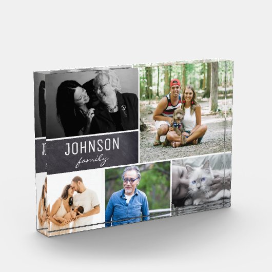 Chalkboard Collage Name und Fotos der Familie (Links)