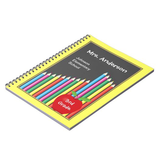 Chalkboard & Colored Pencils Lehrer Notizblock (Linke Seite)