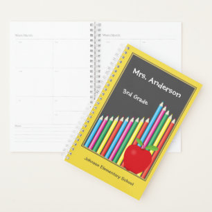 Chalkboard & Colored Pencils Lehrer Planer
