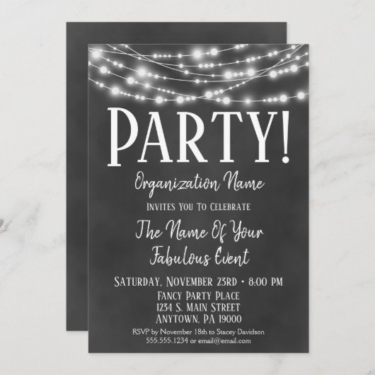 Chalkboard Corporate Party Einladung (Vorne/Hinten)