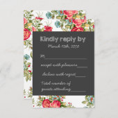 Chalkboard Country Chintz Wedding RSVP (Vorne/Hinten)