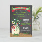 Chalkboard Country Western Weihnachts-Party Einlad Einladung (Stehend Vorderseite)