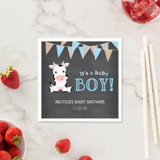 Chalkboard Cow Boy Baby Dusche Serviette (Beispiel)