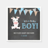 Chalkboard Cow Boy Baby Dusche Serviette (Vorderseite)