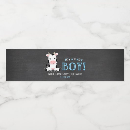 Chalkboard Cow Boy Baby Dusche Wasserflaschenetikett (Einzelnes Label)