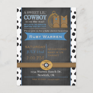 Chalkboard Cowboy Babydusche Einladung