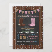 Chalkboard Cowboy oder Cowgirl Western Gender Reve Einladung (Vorderseite)