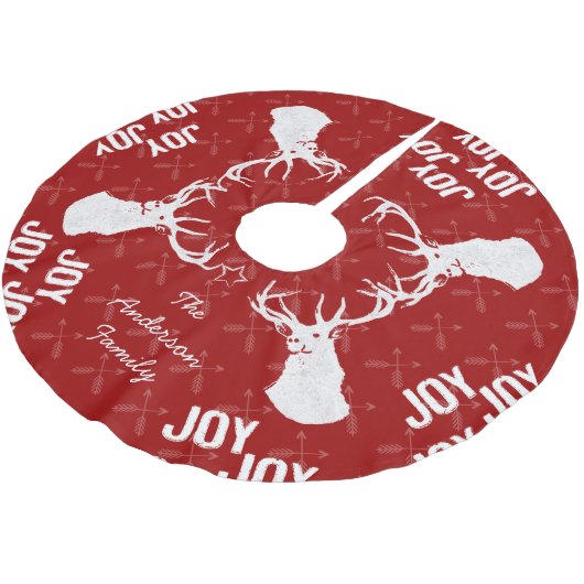 Chalkboard Crossed Arrow Moose Weihnachten Polyester Weihnachtsbaumdecke (Schrägansicht)
