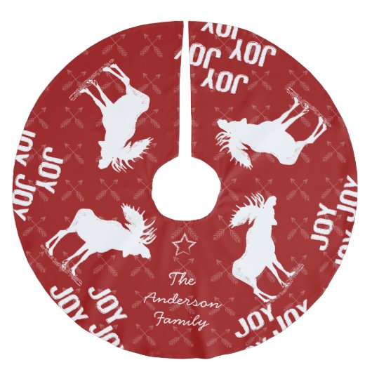 Chalkboard Crossed Arrow Moose Weihnachten Polyester Weihnachtsbaumdecke (Vorderseite)