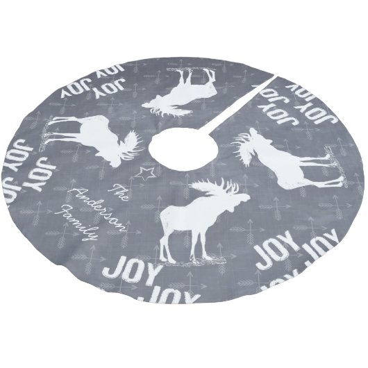 Chalkboard Crossed Arrow Moose Weihnachten Polyester Weihnachtsbaumdecke (Schrägansicht)