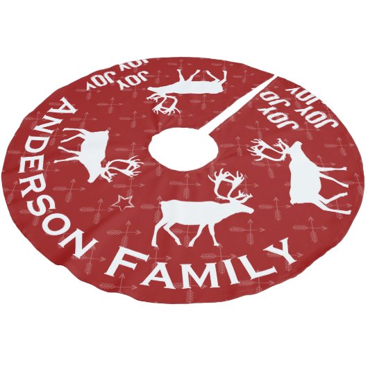 Chalkboard Crossed Arrow Rentierfest Weihnachten Polyester Weihnachtsbaumdecke (Schrägansicht)