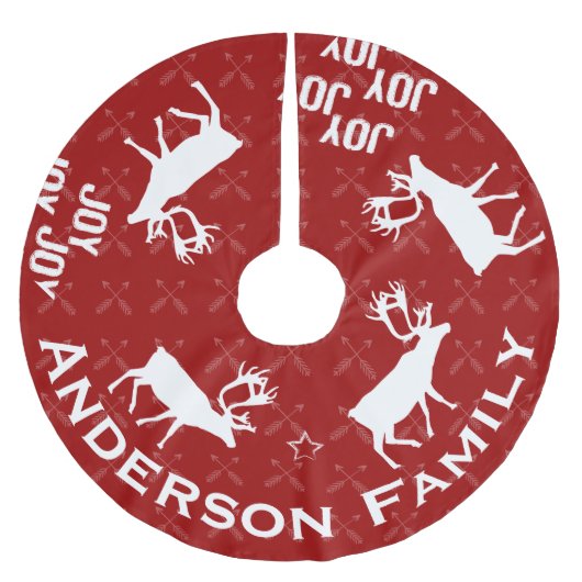 Chalkboard Crossed Arrow Rentierfest Weihnachten Polyester Weihnachtsbaumdecke (Vorderseite)