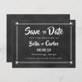 Chalkboard Cupids Save the Date Ankündigungspostkarte (Vorne/Hinten)