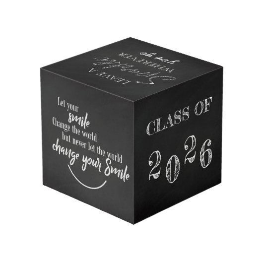 Chalkboard Custom Abschluss Foto Cube Würfel (Rückseite Schrägansicht)