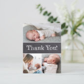 Chalkboard Custom Fotos Baby Boy Dusche Danke Postkarte (Stehend Vorderseite)