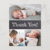 Chalkboard Custom Fotos Baby Boy Dusche Danke Postkarte (Vorderseite)