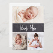 Chalkboard Custom Multiple Foto Baby Boy Dusche Dankeskarte (Vorne/Hinten)