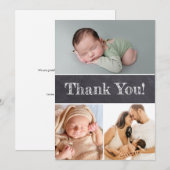 Chalkboard Custom Multiple Foto Baby Boy Dusche Dankeskarte (Vorne/Hinten)