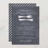 Chalkboard Cutlery Probe Dinner Einladung (Vorne/Hinten)